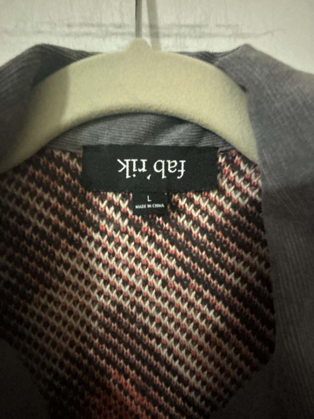fab'rik Gray Corduroy Jacket with Knit Vest Panel, Size L
